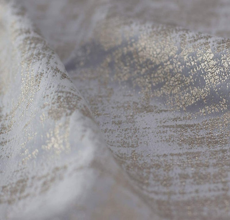 always4u Soft Velvet Curtains 108 Inch Length Long Luxury Bedroom Curtains Gold Foil Print Window Treatments for Living Room Set of 2 Silver - Image 4